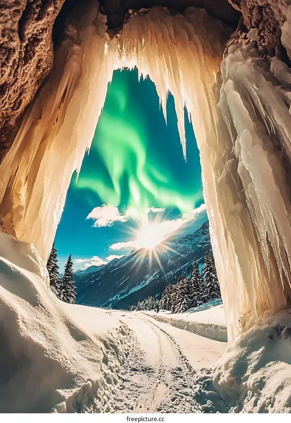 Stunning Aurora Borealis View From Ice Cave
