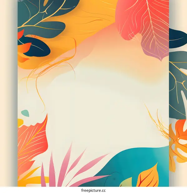 Colorful Tropical Leaves Illustration Background