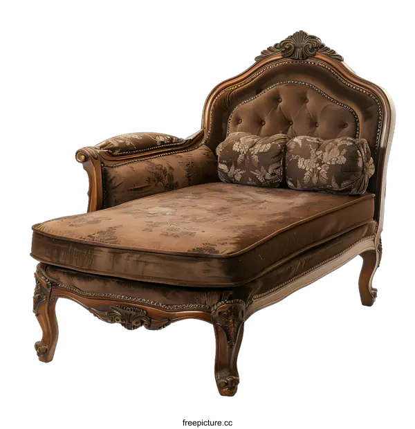 [Transparent Background PNG]Brown Chaise Lounge With Floral Pattern