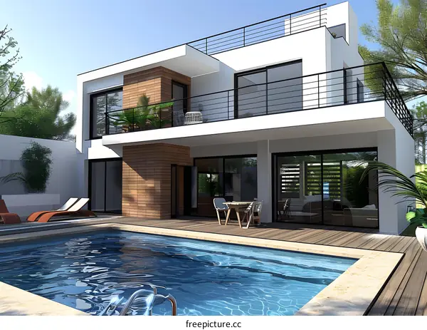 Modern Villa with Swimming Pool and Balcony