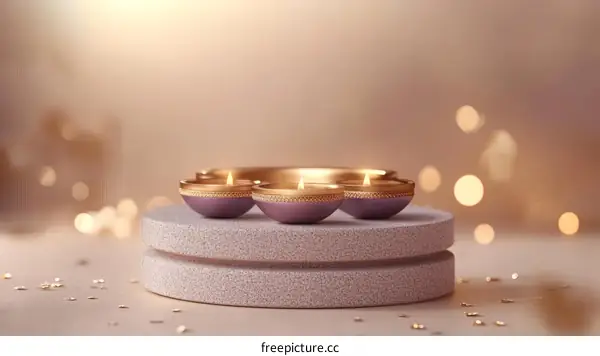 Elegant Diwali Diyas on a Modern Display