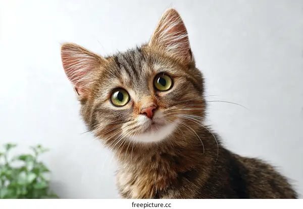 Adorable Tabby Cat Close Up Portrait