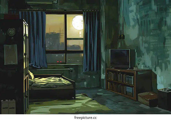 Nighttime View from a Window in an Urban Apartment