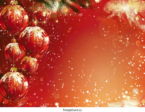 Red and Gold Christmas Decorations with Snowflakes