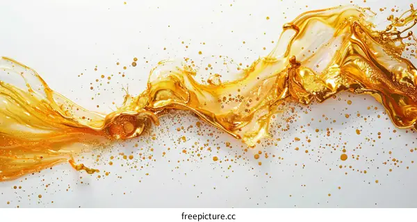 Golden Fluid Splash on White Background