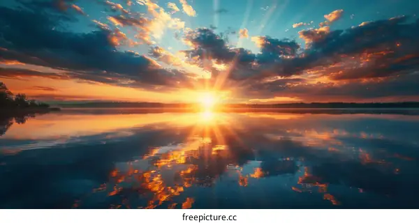 Serene Sunset Over a Tranquil Lake
