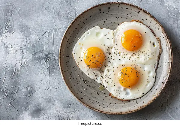 Three fried eggs on a plate