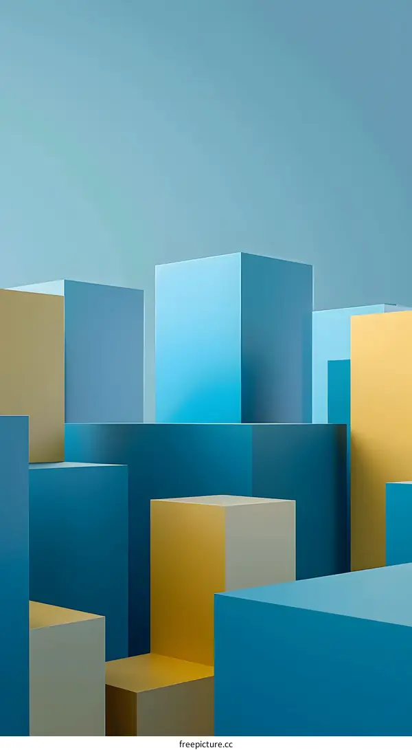 Abstract Background With Yellow and Blue Geometric Shapes