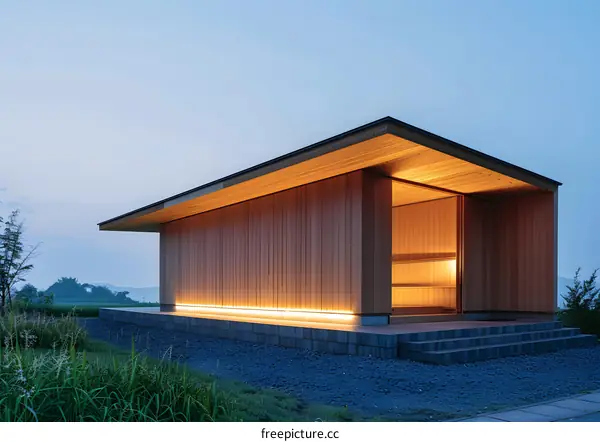 Modern Wooden Structure with Light Strip