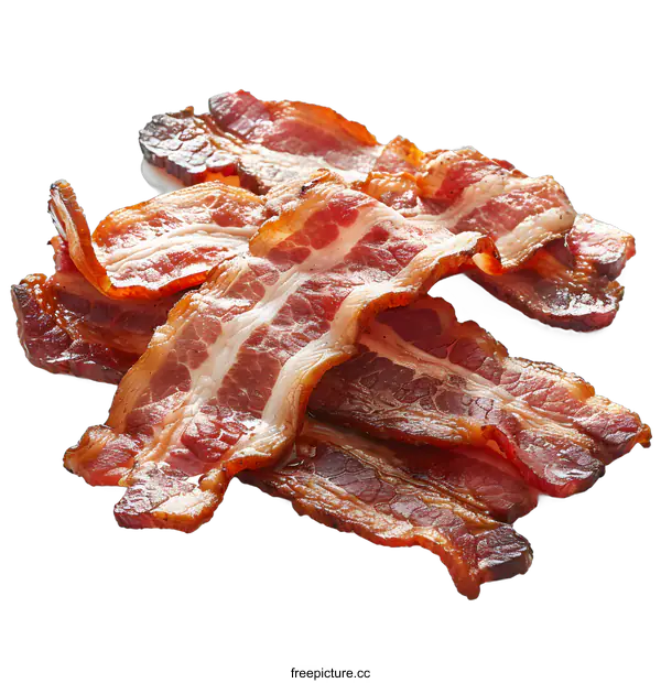 [Transparent Background PNG]Delicious Cooked Bacon Strips on White