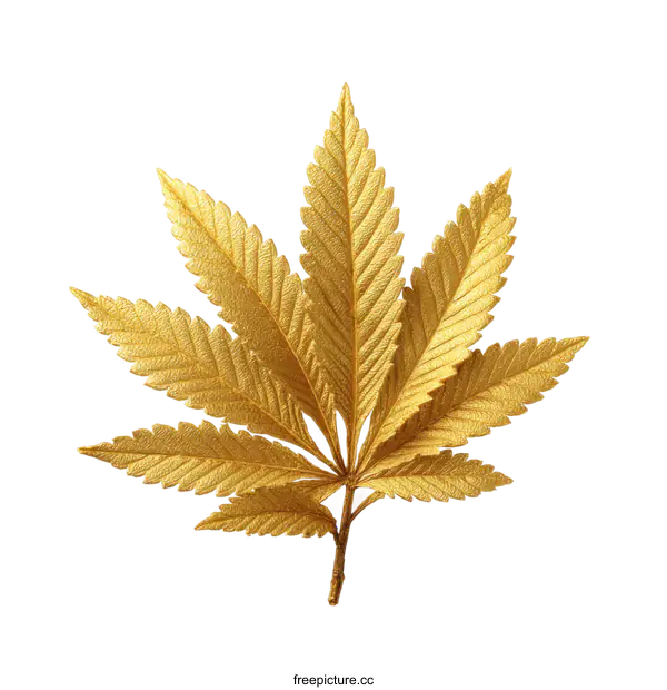 [Transparent Background PNG]Golden Cannabis Leaf Illustration