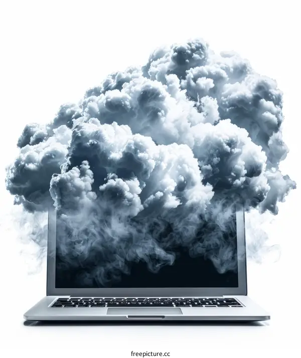Laptop computer with smoke coming out of screen