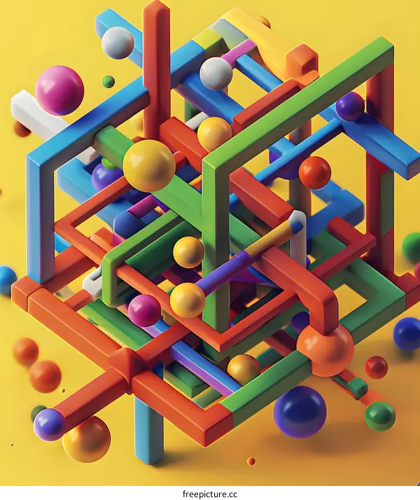 Abstract 3D Colorful Geometric Shapes Design