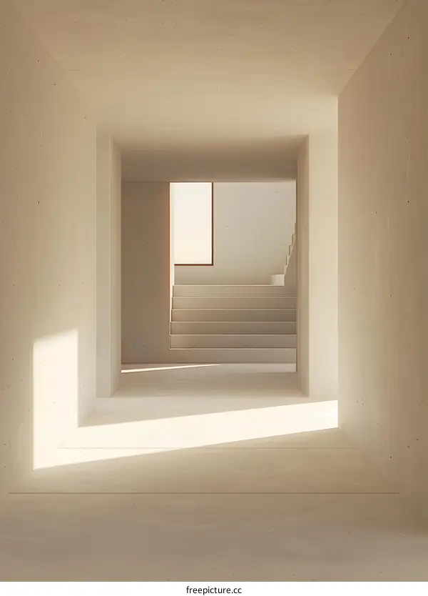 Minimalist Interior Design with Concrete Walls and Stairs