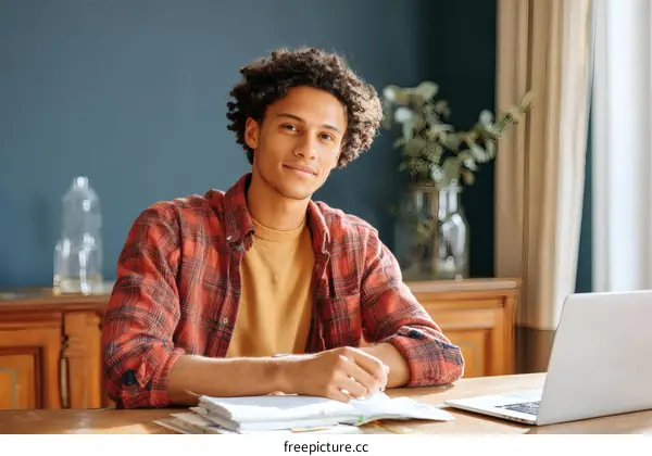 Young Person Studying at Home