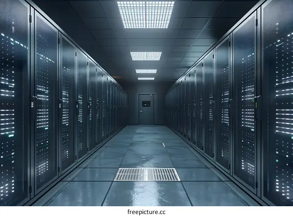 Server room with rows of server racks