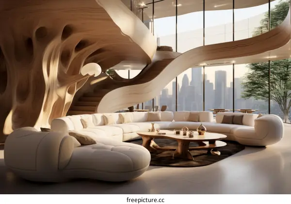 Modern organic interior design living room