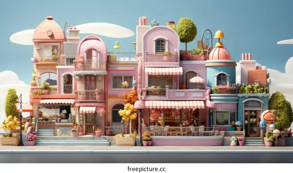 Colorful and Cute Cartoon City