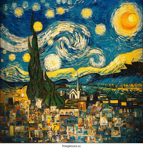 Starry Night Mosaic Art Piece
