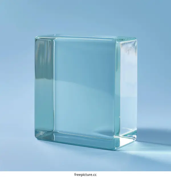 glass block on blue background