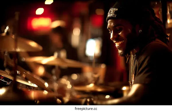 A Black Drummer in a Nightclub