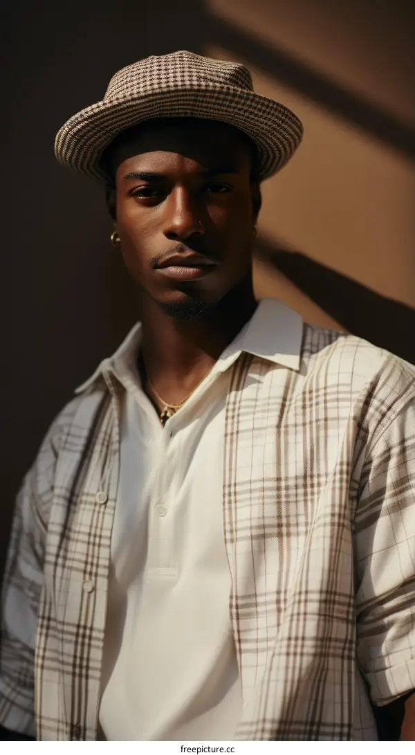 Thoughtful African-American Man in a Brown Hat