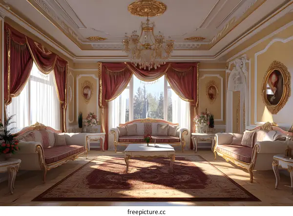 Luxury Living Room Interior Design With Gold Accents