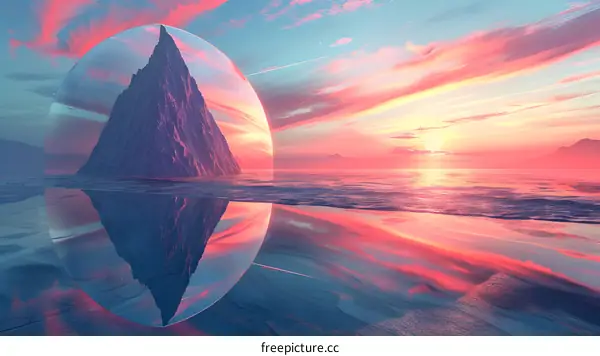 Mountain in a Bubble at Sunset