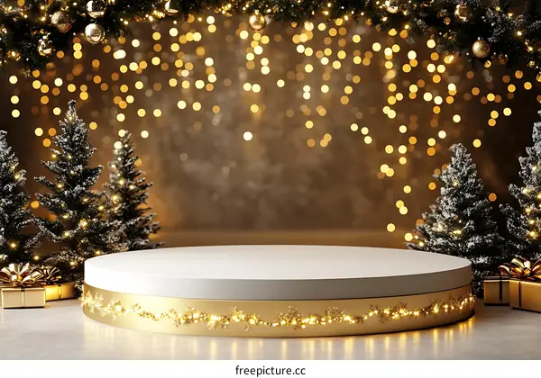 Christmas Festive Display Podium with Twinkling Lights