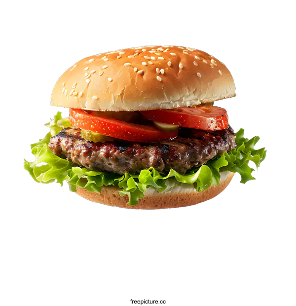 [Transparent Background PNG]Classic Beef Burger on White Background