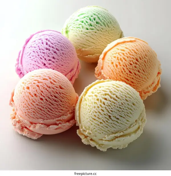 Colorful Ice Cream Scoops Close Up