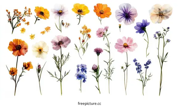 Collection of Colorful Dried Flowers