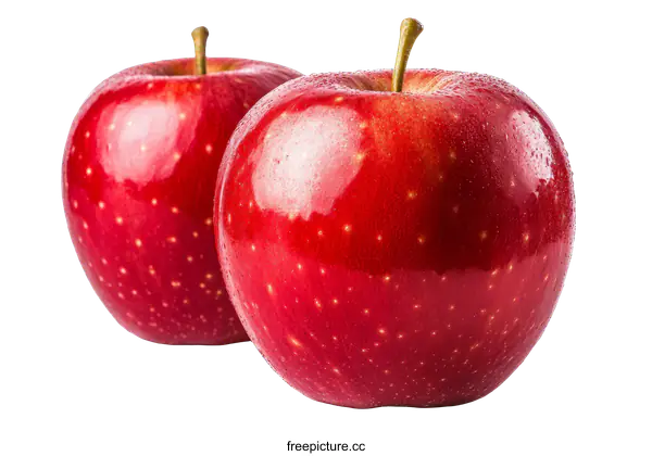 [Transparent Background PNG]Two Fresh Red Apples on White Background
