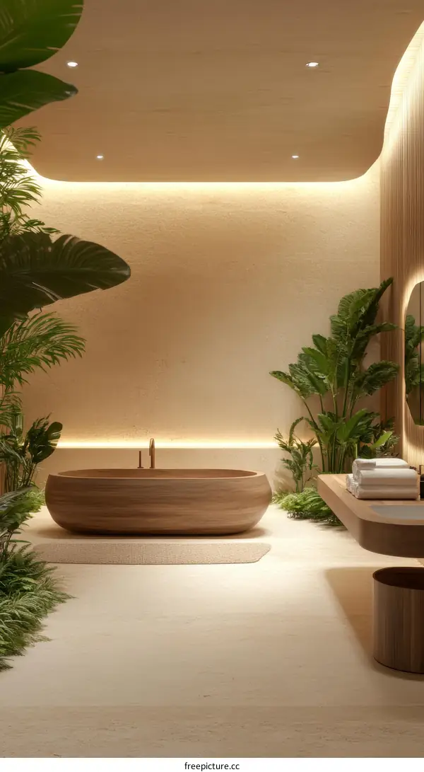 Modern Wooden Bathtub Spa Interior Design