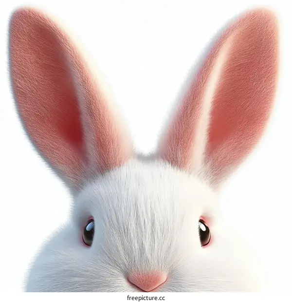 Cute White Rabbit Close-up Illustration