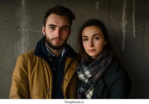 Portrait of a Young Couple in Love