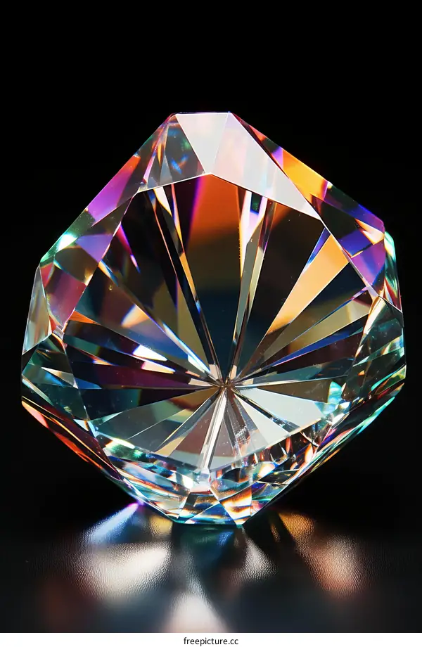 Colorful Crystal Diamond Gemstone with Black Background