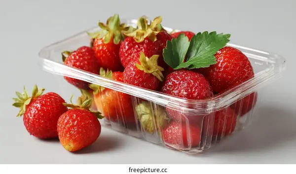 Fresh Strawberries in a Plastic Container
