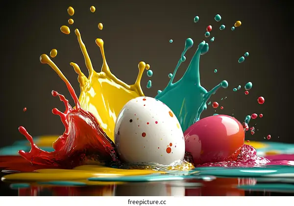 Colorful Easter Eggs with Paint Splatter