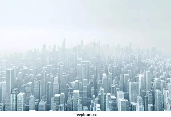 A Metropolis of Towering Structures in Shades of Gray