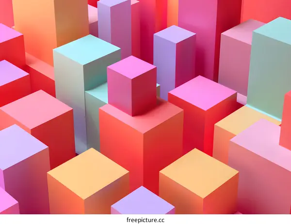 Abstract Colorful 3D Geometric Shapes Pattern Background
