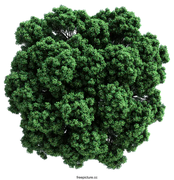 [Transparent Background PNG]Full Top View of a Lush Green Tree