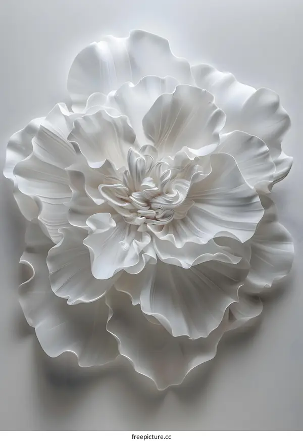 3D rendering of a white peony flower