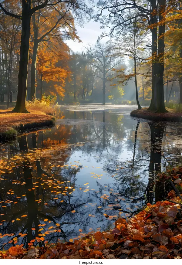The beauty of autumn forest and lake