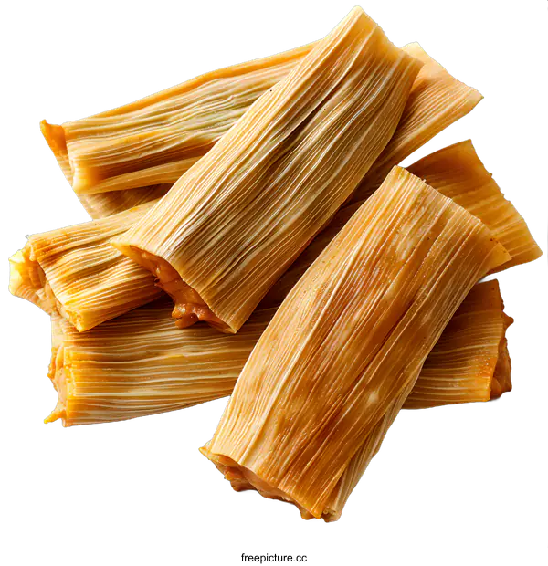 [Transparent Background PNG]A stack of tamales, a traditional Mexican dish made from cornmeal dough and filled with meat, cheese, or vegetables.