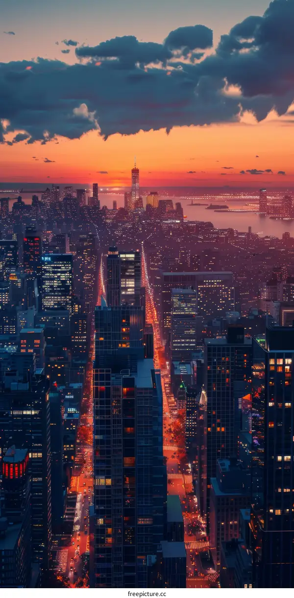 Cityscape Sunset Panorama of New York City