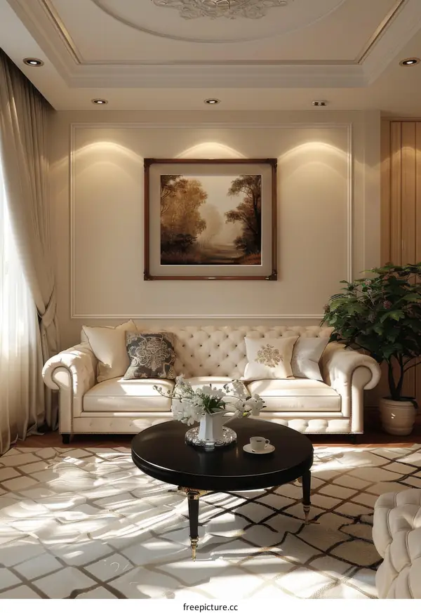 Elegant Living Room Interior Design Illustration
