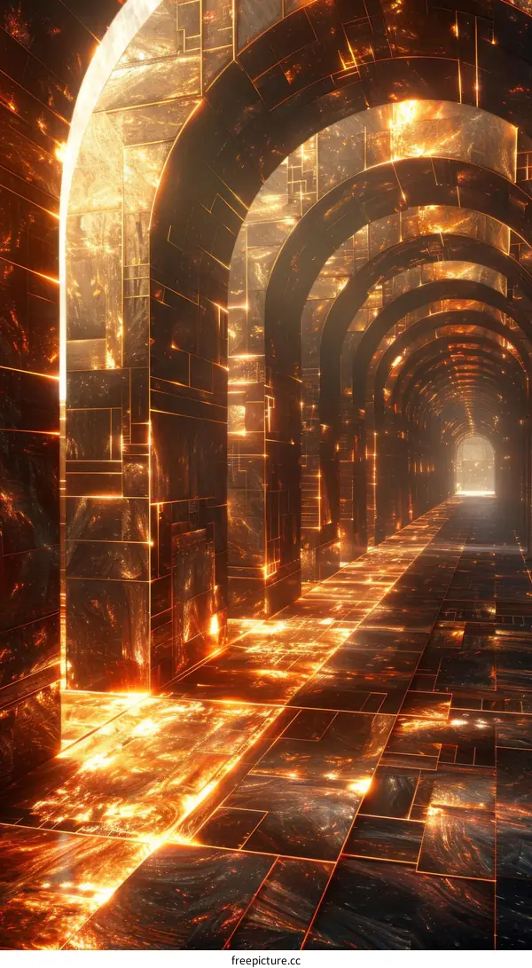 Cyberpunk Sci-Fi Glowing Archway Corridor