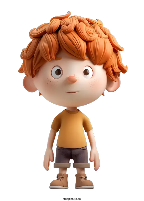 [Transparent Background PNG]Cute Cartoon Boy with Red Hair