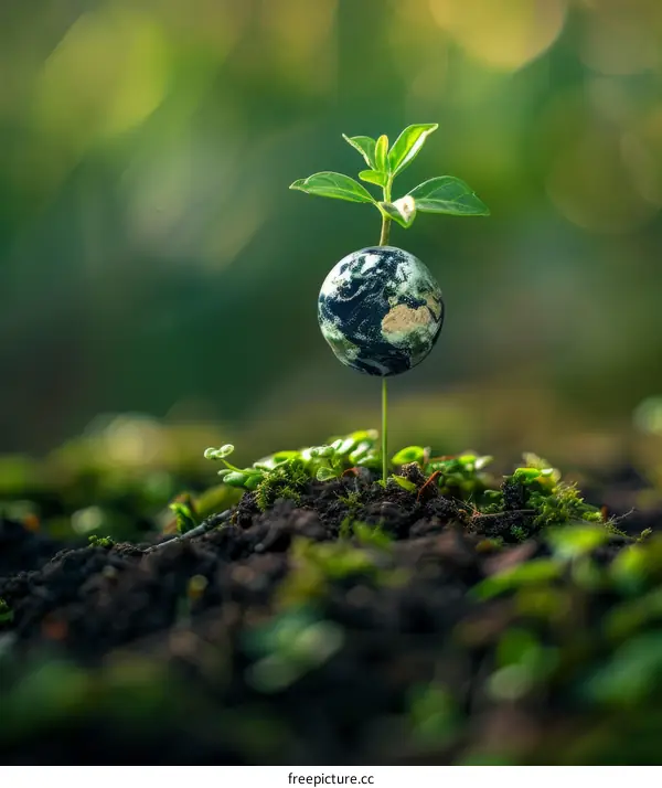 A Small Plant Emerging from Soil
